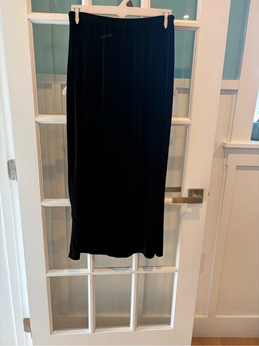 Clio Black Velvet Midi Skirt Size M with Side Slit